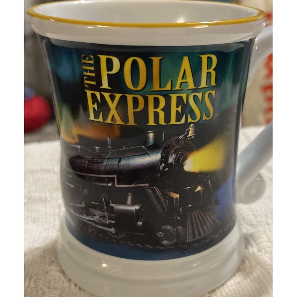 THE POLAR EXPRESS Coffee Hot Chocolate Mug - Warner‎ Brothers EUC Christmas